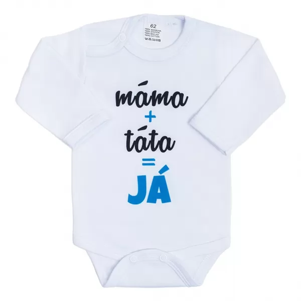 New Baby Body s potiskem máma plus táta rovná se JÁ - dárkové balení