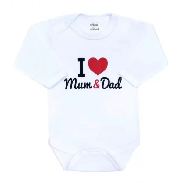 New Baby Body s potiskem I Love Mum and Dad - dárkové balení