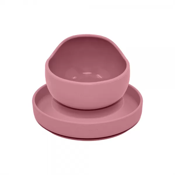 PETITE&MARS Set jídelní silikonový TAKE&MATCH 2 ks talíř + miska 6m+