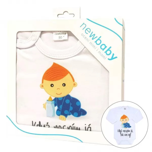 New Baby Body s potiskem Když nespím já, tak ani vy - dárkové balení