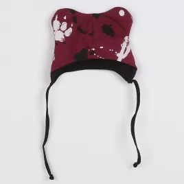 New Baby Kojenecká bavlněná čepička s oušky tlapka tmavě