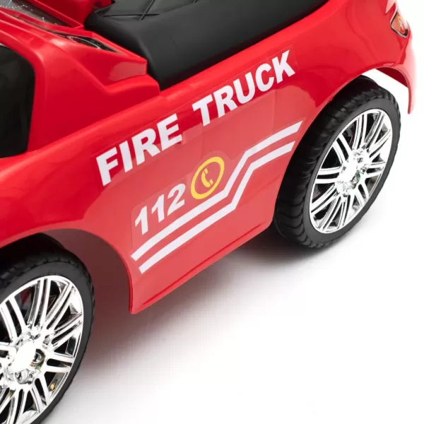 Baby Mix Dětské odrážedlo se zvukem a vodící tyčí HASIČI červené