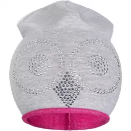 New Baby Jarní čepička sova šedo-růžová