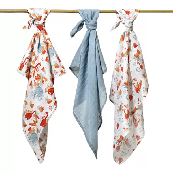 BABYONO Plenky mušelínové Super soft 3 ks - modrá