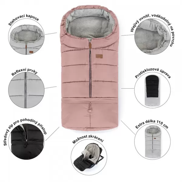 PETITE&MARS Set zimní fusak Jibot 3v1 + rukavice na kočárek Jasie