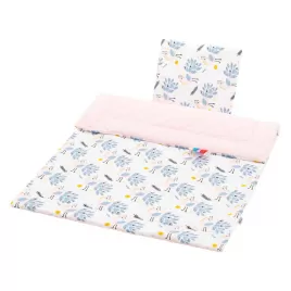 New Baby Oboustranný Set z Velvet do kočárku pávi růžový