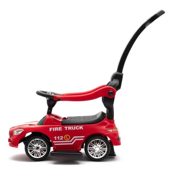 Baby Mix Dětské odrážedlo se zvukem a vodící tyčí HASIČI červené
