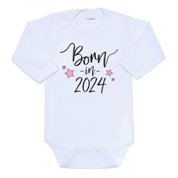 New Baby Body s potiskem Born in 2024 růžové