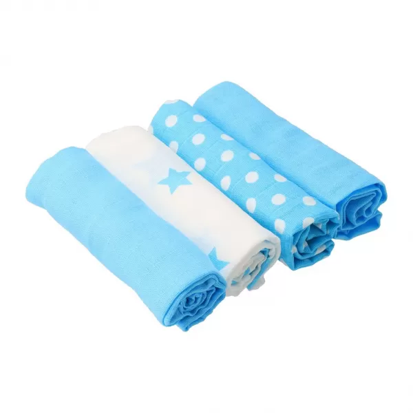 New Baby Látkové bavlněné pleny Softy s potiskem 70 x 70 cm 4 ks tyrkysovo-bílé