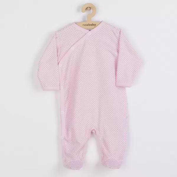 New Baby Kojenecký bavlněný overal s bočním zapínáním Lovely puntíky