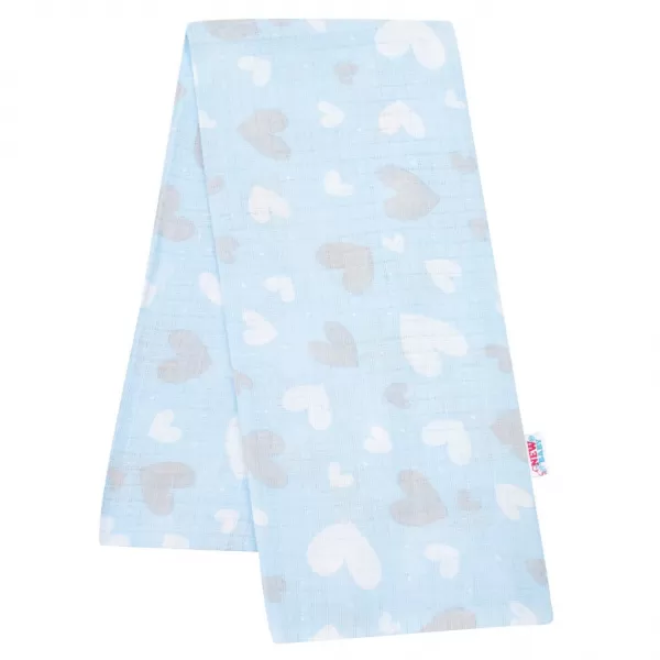 New Baby Bavlněná plena s potiskem modrá srdíčka