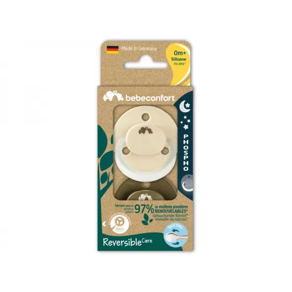 Bebeconfort Šidítko silikonové symetrické svíticí 2ks 0m+