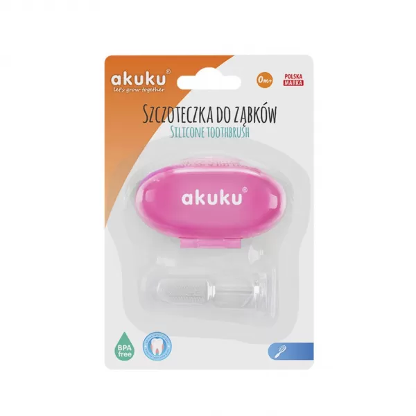 Akuku První zubní kartáček s pouzdrem růžový