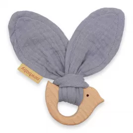 New Baby Dětské kousátko s ptáčkem Bird grey