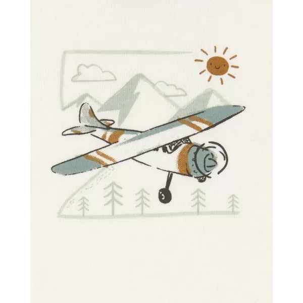 CARTER'S Set 3dílný mikina, tepláky, body kr. rukáv Green Airplane kluk MFL NB/vel. 56