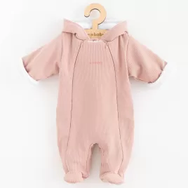 New Baby Kojenecká kombinéza s kapucí Frosty pink