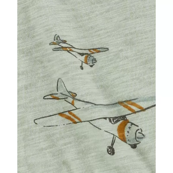 CARTER'S Set 3dílný mikina, tepláky, body kr. rukáv Green Airplane kluk MFL NB/vel. 56