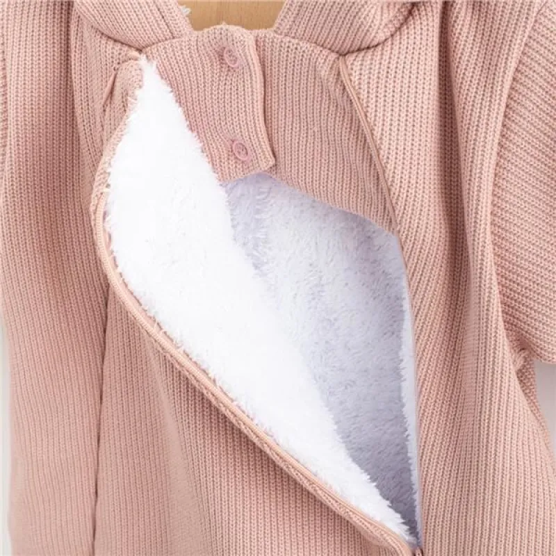 New Baby Kojenecká kombinéza s kapucí Frosty pink
