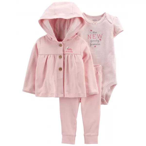 CARTER'S Set 3dílný mikina, tepláky, body kr. rukáv Pink Butterfly dívka LBB NB/ vel. 56