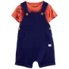 CARTER'S Set 2dílný triko kr. rukáv, kraťasy na kšandy Navy Orange kluk 3m