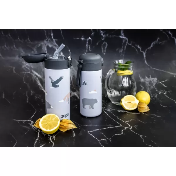 Zopa Termoska na tekutiny s brčkem a silikonovým držákem 350 ml