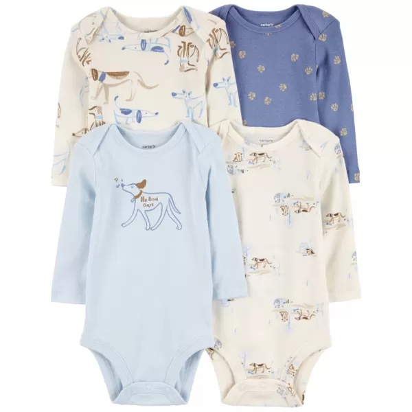 CARTER'S Body dlouhý rukáv Blue/Ivory kluk 4ks NB/vel. 56