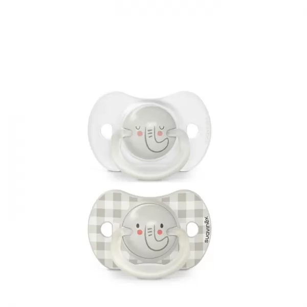 SUAVINEX Šidítko DEN&NOC fyziologické silikon 6-18 m - 2 ks