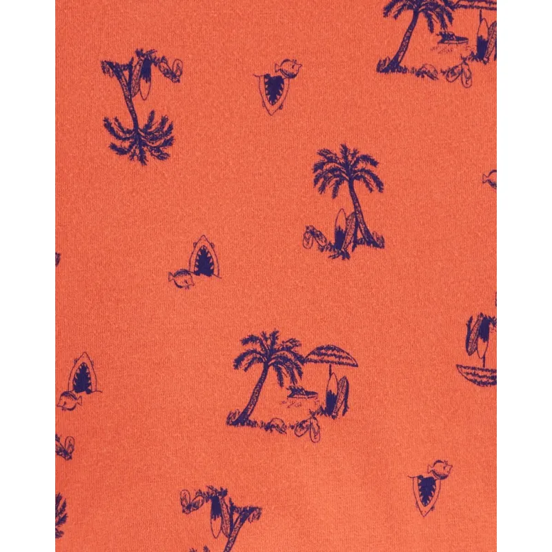 CARTER'S Set 2dílný triko kr. rukáv, kraťasy na kšandy Navy Orange kluk 12m