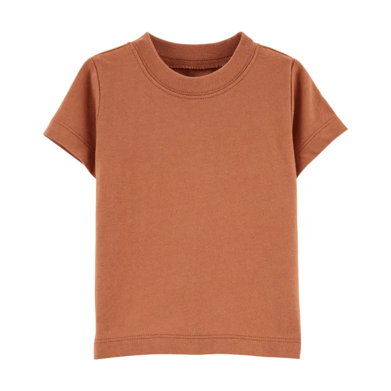 CARTER'S Set 2dílný triko kr. rukáv, kraťasy na kšandy Brown Stripes kluk 3m