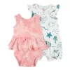 CARTER'S Set 2dílný body bez rukávů, overal letní kr. rukáv Ivory Ocean dívka LBB 3m