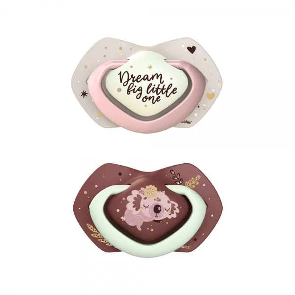 CANPOL BABIES Set symetrických silikonových dudlíků Light touch 0-6m Sleepy koala růžový