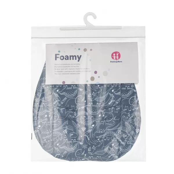 PETITE&MARS Vložka do kočárku Foamy Anthracite Dino