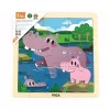 Viga Dřevěné puzzle pro nejmenší 9 ks Hroch