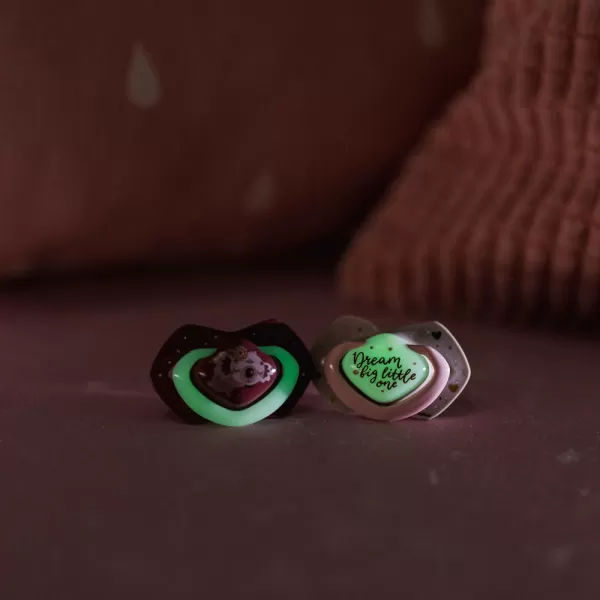 CANPOL BABIES Set symetrických silikonových dudlíků Light touch 0-6m Sleepy koala růžový