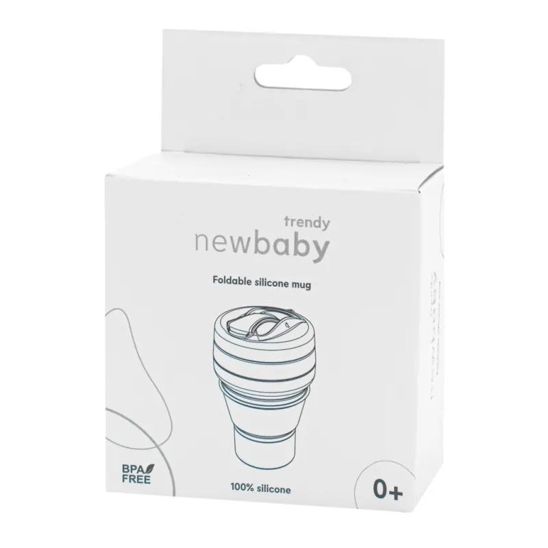 New Baby Silikonový skládací hrnek 350 ml 2v1 šedý