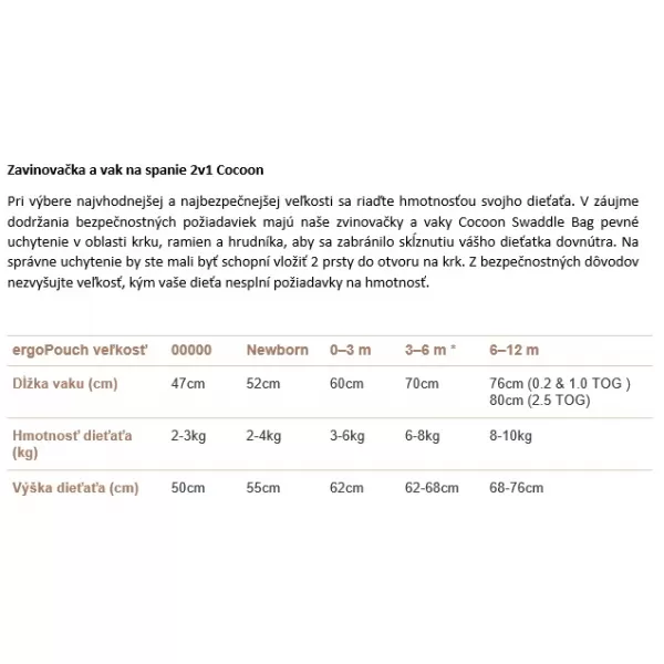 ERGOPOUCH Zavinovačka a pytel na spaní 2v1 Cocoon 3-6 m, 6-8 kg, 0,2 tog