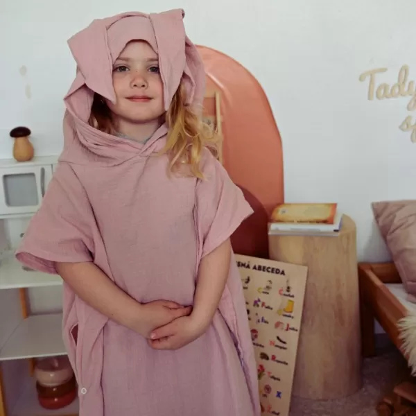 New Baby Dětské mušelínové pončo Feeling růžová 80 cm