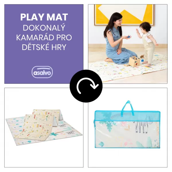 Asalvo Hrací podložka PLAY MAT XL 120*180cm ANIMALS-CITY