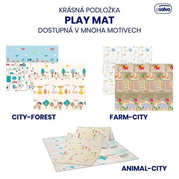 Asalvo Hrací podložka PLAY MAT XL 120*180cm ANIMALS-CITY
