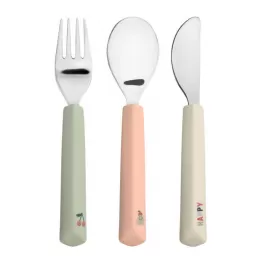 Lässig Cutlery with Silicone Handle 3pcs Happy Fruits