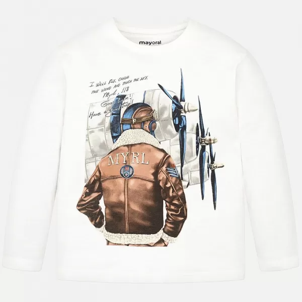 MAYORAL Triko bílé PILOT MAN