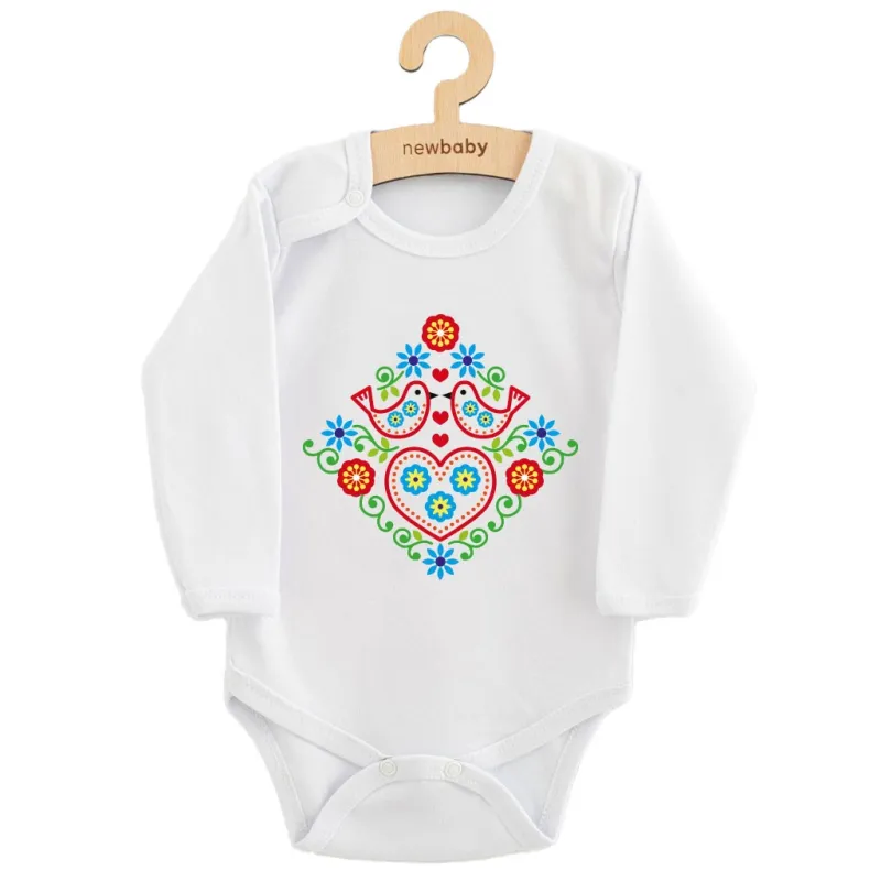 New Baby Dětské body s potiskem Lidový vzor ptáčci