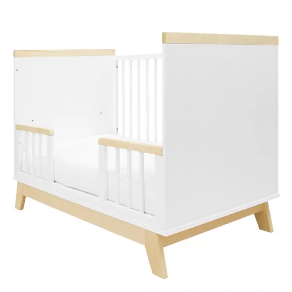 New Baby Dětská postýlka se zábranou MARCUS 120x60 cm bílá/přírodní