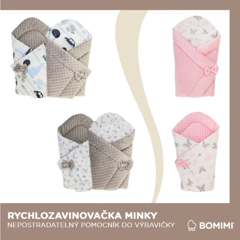 Bomimi Rychlozavinovačka oboustranná minky zvířátka, šedá