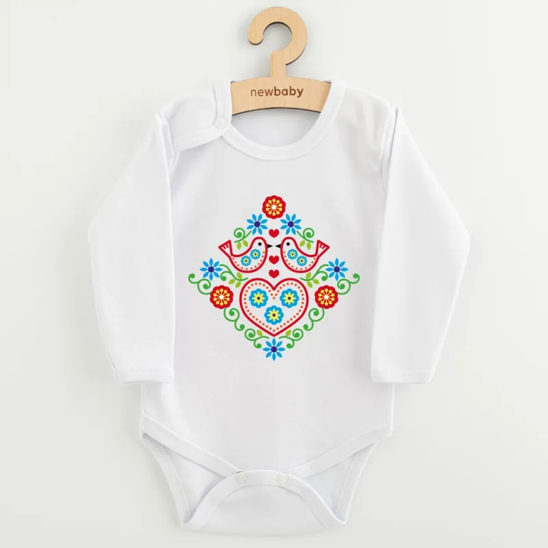 New Baby Dětské body s potiskem Lidový vzor ptáčci