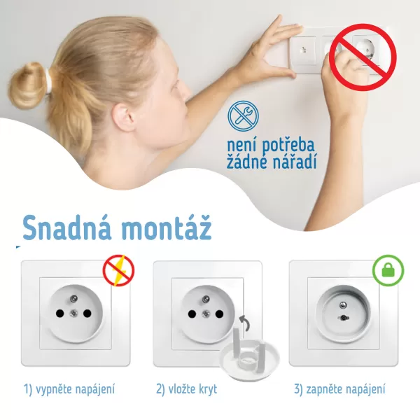 Sipo Ochranné kryty na elektrické zásuvky, set 12ks + 2x klíče, BÍLÁ