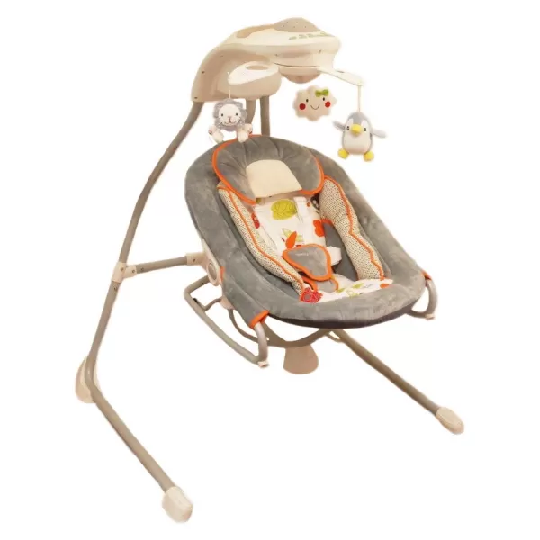Baby Mix Dětské lehátko s houpátkem a světelným projektorem šedé