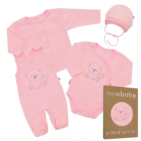 New Baby Kojenecká soupravička do porodnice Sweet Bear old pink