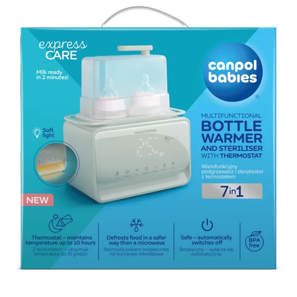 CANPOL BABIES Ohřívač a sterilizátor kojeneckých lahví elektrický double 7v1