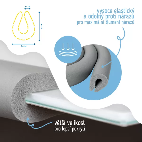 Sipo Ochranná páska pěnová pro ochranu hran a rohů skleněného nábytku, 1ks (2m), ŠEDÁ